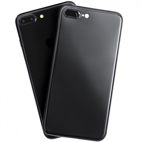 Глянцевый силиконовый чехол-накладка для iPhone 7/8 Plus, черный