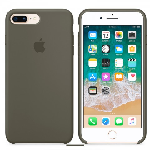 Чехол силиконовый для iPhone 7 Plus / 8 Plus, тёмно-оливковый-1