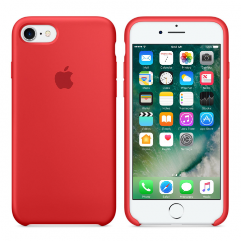 Чехол силиконовый для iphone-8/7, красный-1