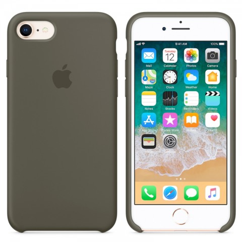 Чехол силиконовый для iphone-8/7, темно-оливковый-2