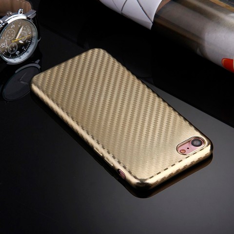 Чехол-накладка для iphone-8/7 TPU карбон-имитация, золотой-3