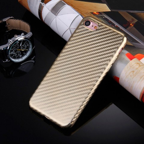 Чехол-накладка для iphone-8/7 TPU карбон-имитация, золотой-1