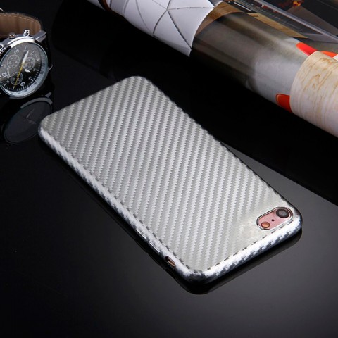 Чехол-накладка для iphone-8/7 TPU карбон-имитация, серебристый-3