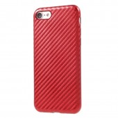 Чехол-накладка для iphone-8/7 TPU карбон-имитация, красный Чехол-накладка для iphone-8/7 TPU карбон-имитация, красный