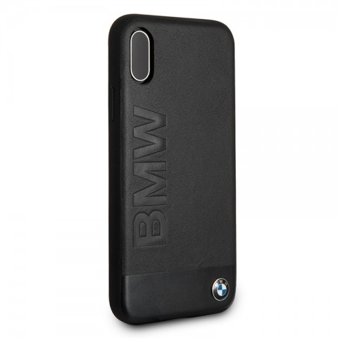 Чехол-накладка кожаный BMW для iPhone X, черный-1