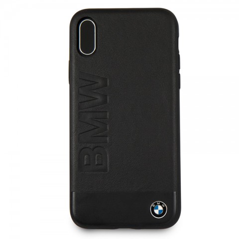 Чехол-накладка кожаный BMW для iPhone X, черный