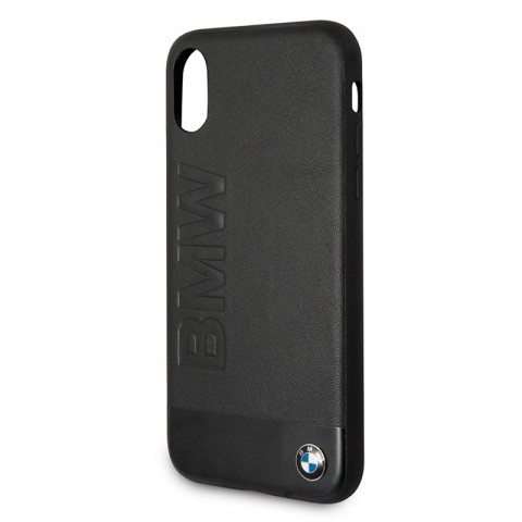 Чехол-накладка кожаный BMW для iPhone X, черный-3