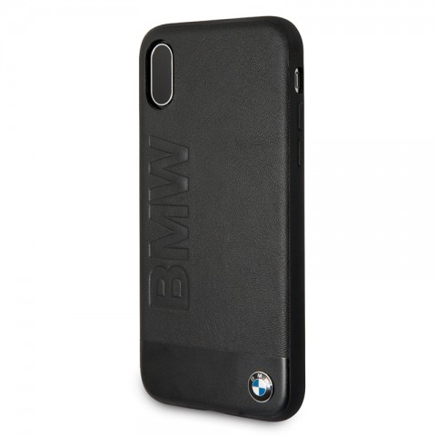 Чехол-накладка кожаный BMW для iPhone X, черный-4
