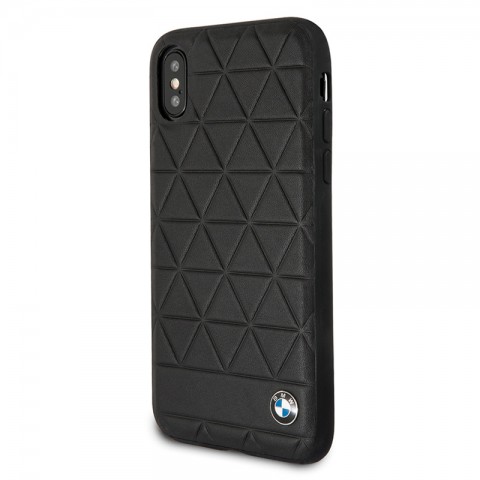 Чехол-накладка кожаный BMW для iPhone X, черный с тиснением-2