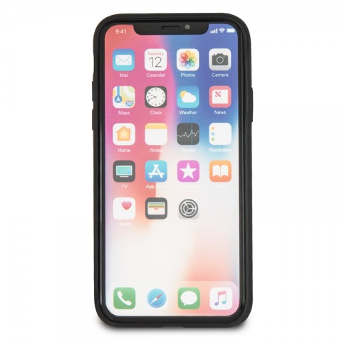 Чехол-накладка кожаный BMW для iPhone X, черный с тиснением-4