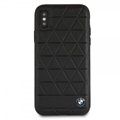 Чехол-накладка кожаный BMW для iPhone X, черный с тиснением-9