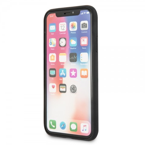 Чехол-накладка кожаный BMW для iPhone X, черный с тиснением-5