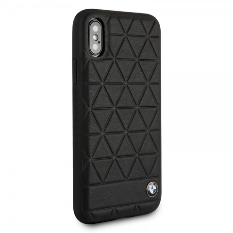 Чехол-накладка кожаный BMW для iPhone X, черный с тиснением-6