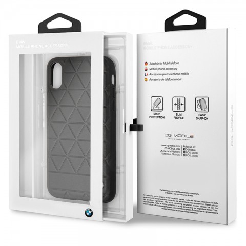 Чехол-накладка кожаный BMW для iPhone X, черный с тиснением-7