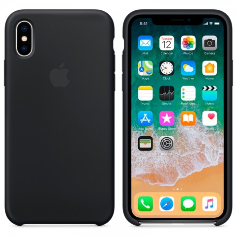 Силиконовый чехол для iPhone X, черный-2