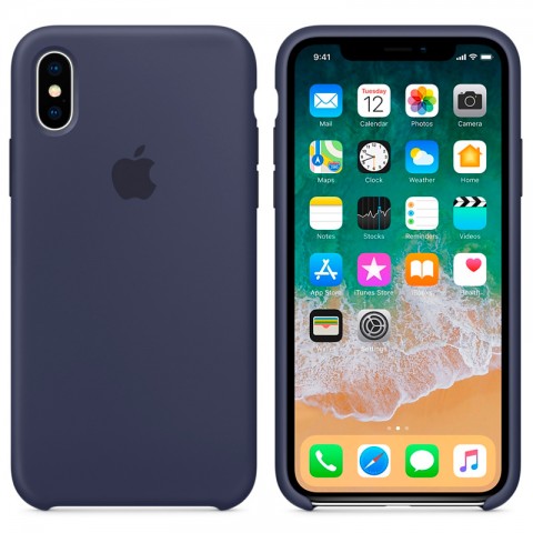 Силиконовый чехол для iPhone X, тёмно-синий-1