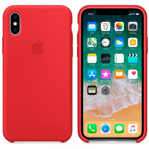 Силиконовый чехол для iPhone X, красный-2