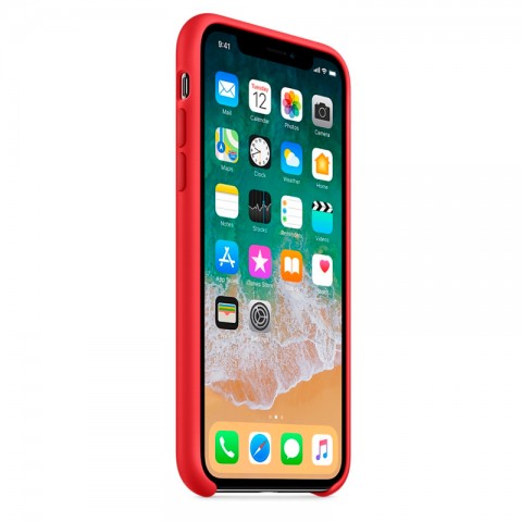 Силиконовый чехол для iPhone X, красный-1
