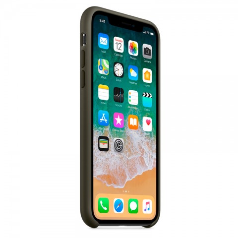 Силиконовый чехол для iPhone X, тёмно-оливковый-2
