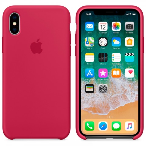 Силиконовый чехол для iPhone X, «красная роза»-1