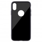 Чехол-накладка для iPhone X TPU+стекло, черный Чехол-накладка для iPhone X TPU+стекло, черный