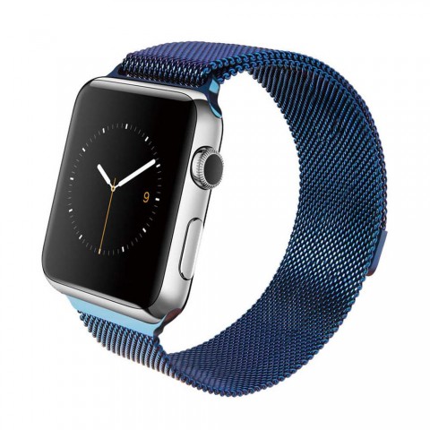 Миланский сетчатый браслет 42/44мм для Apple Watch, синего цвета-2