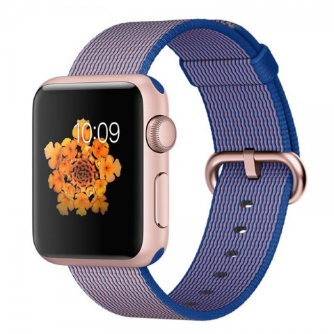 Ремешок из плетёного нейлона 42/44мм для Apple Watch, синий/розовый-2