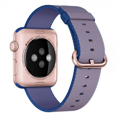Ремешок из плетёного нейлона 42/44мм для Apple Watch, синий/розовый