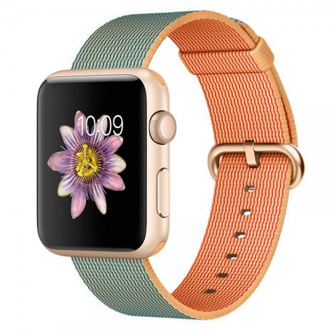 Ремешок из плетёного нейлона 42/44мм для Apple Watch, ореховый/голубой-2