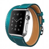 Ремешок Double Tour кожаный для Apple Watch 38/40/41mm, голубой Ремешок Double Tour кожаный для Apple Watch 38/40/41mm, голубой