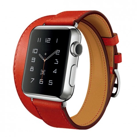 Ремешок Double Tour кожаный для Apple Watch 38/40/41mm, красный