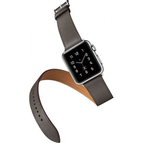 Ремешок Double Tour кожаный для Apple Watch 42/44/45mm, серый-2