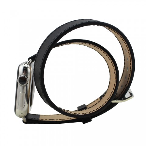 Ремешок Double Tour кожаный для Apple Watch 38/40/41mm, черный-2