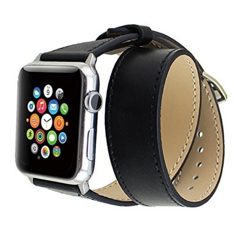 Ремешок Double Tour кожаный для Apple Watch 38/40/41mm, черный