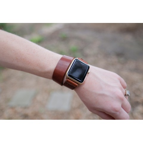 Ремешок Double Tour кожаный для Apple Watch 42/44/45mm, коричневый-4