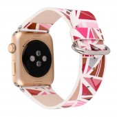 Ремешок кожаный с рисунком для Apple Watch 38/40мм (Мозайка, розовый) Ремешок кожаный с рисунком для Apple Watch 38/40мм (Мозайка, розовый)