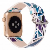 Ремешок кожаный с рисунком для Apple Watch 42/44 мм (мозайка, голубой) Ремешок кожаный с рисунком для Apple Watch 42/44 мм (мозайка, голубой)