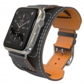 Ремешок кожаный широкий для Apple Watch 38/40мм, тёмно-серый Ремешок кожаный широкий для Apple Watch 38/40мм, тёмно-серый