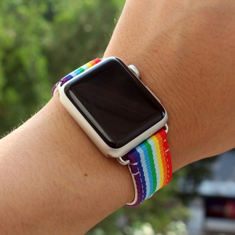 Ремешок нейлон-кожа 42/44мм для Apple Watch, радуга-6