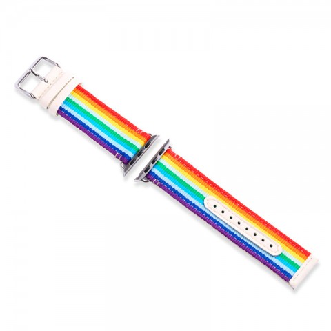 Ремешок нейлон-кожа 42/44мм для Apple Watch, радуга-3