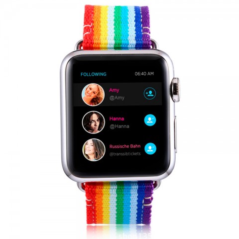 Ремешок нейлон-кожа 42/44мм для Apple Watch, радуга-1