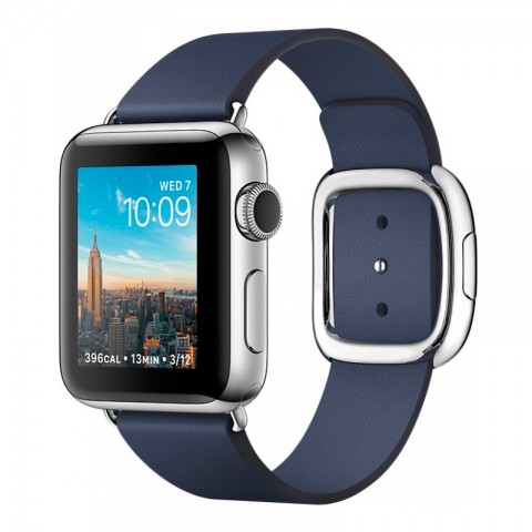 Ремешок кожаный с современной пряжкой 38/40мм для Apple Watch, размер М, синий-3