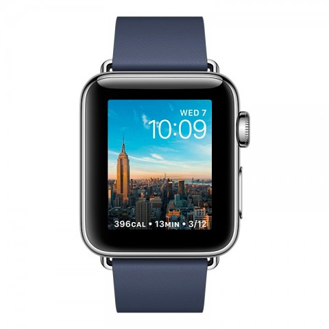 Ремешок кожаный с современной пряжкой 38/40мм для Apple Watch, размер М, синий-1