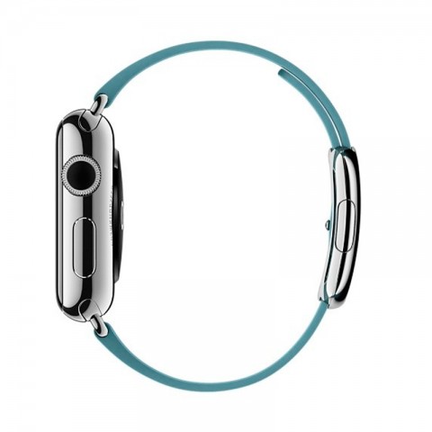 Ремешок кожаный с современной пряжкой 42/44мм для Apple Watch, размер М, голубой-1