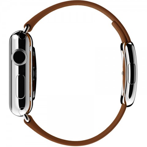 Ремешок кожаный с современной пряжкой 42/44мм для Apple Watch, размер М, коричневый-3