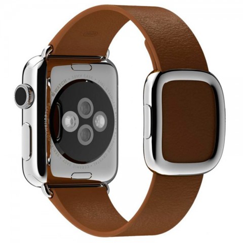 Ремешок кожаный с современной пряжкой 42/44мм для Apple Watch, размер М, коричневый-2
