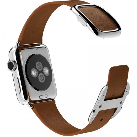Ремешок кожаный с современной пряжкой 42/44мм для Apple Watch, размер М, коричневый-1