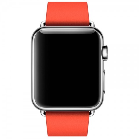Ремешок кожаный с современной пряжкой 42/44мм для Apple Watch, размер М, красный-4