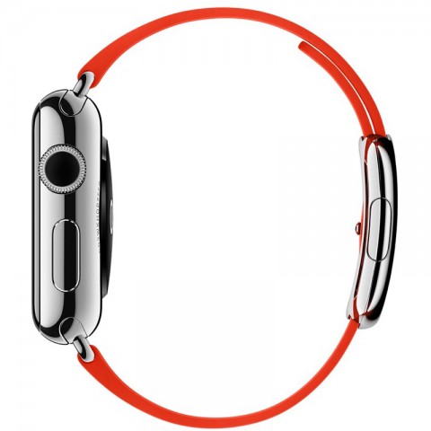 Ремешок кожаный с современной пряжкой 42/44мм для Apple Watch, размер М, красный-1