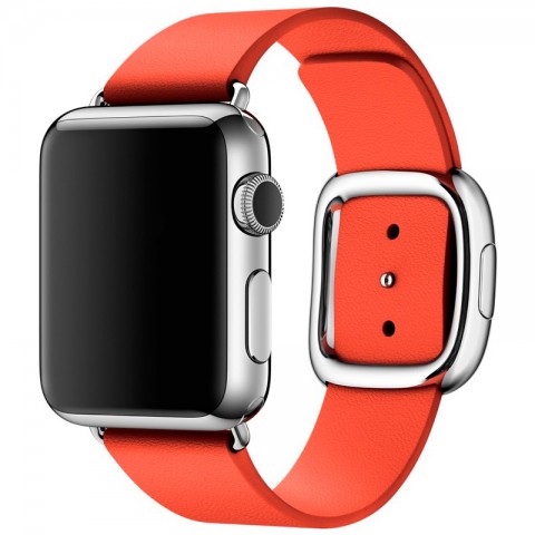 Ремешок кожаный с современной пряжкой 42/44мм для Apple Watch, размер М, красный-2